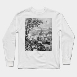 Boats and forests in the old city Long Sleeve T-Shirt